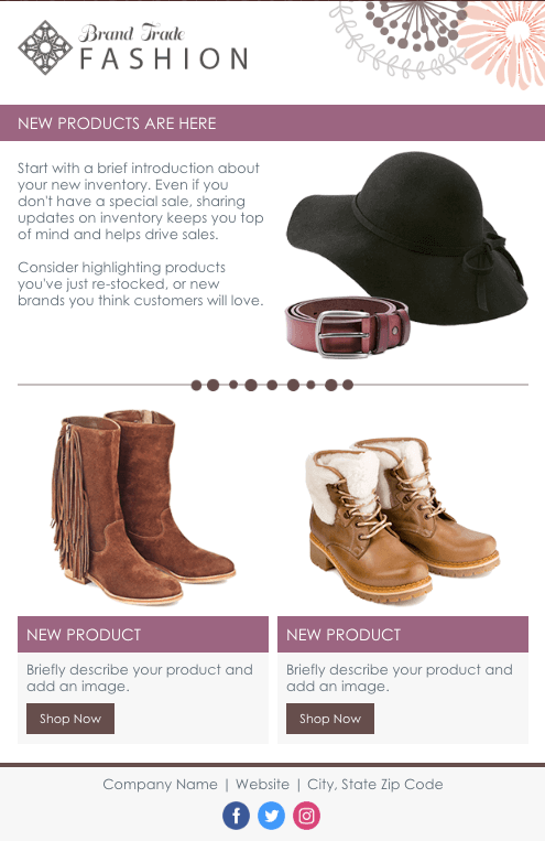 constant contact new product template